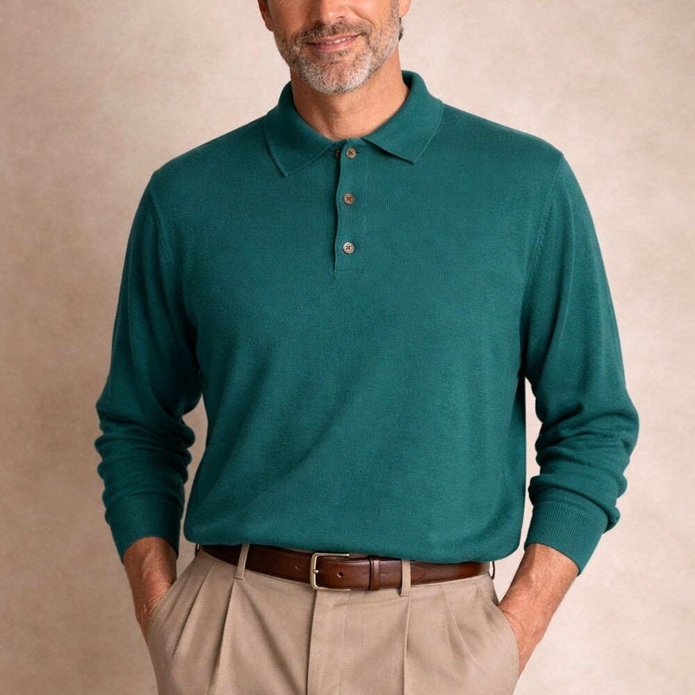VTG 80's Wool American Priority Sweaters Grandpa Collared Longsleeve Polo Preppy
